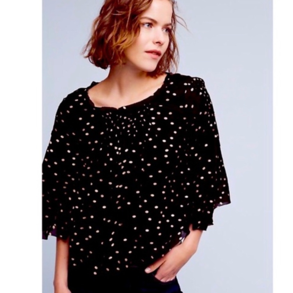 Anthropologie Floreat Everafter Gold Dot Blouse